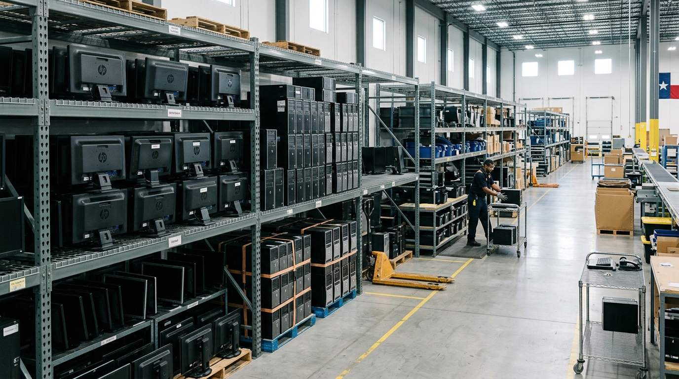 Texas warehouse facility for bulk IT asset disposition and sorting